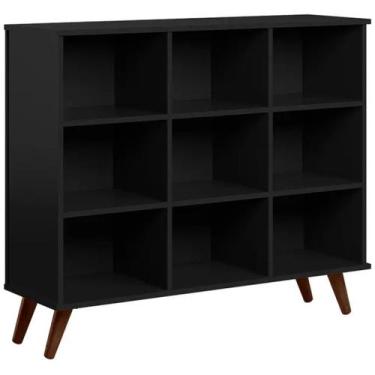 Imagem de Estante 9 Nichos Armario Pés Retrô 92cmx 108cmx 33cm Qmovi -, Preto Fo