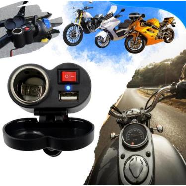 Imagem de Tomada 12v E Usb 5v Para Moto Carregador De Celular Gps A Prova D'gua 