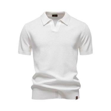 Imagem de Camisa Polo Masculina Premium Respirável De Cor Sólida Para Verão, Cas