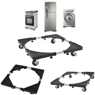 Imagem de Carrinho P Fogão Geladeira Gira Fácil Maquina Lavar Aço Inox Carrinho 