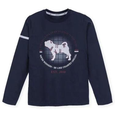 Imagem de Camiseta Masculina Infantil Camisa Manga Longa Estampa Cachorro Charpe