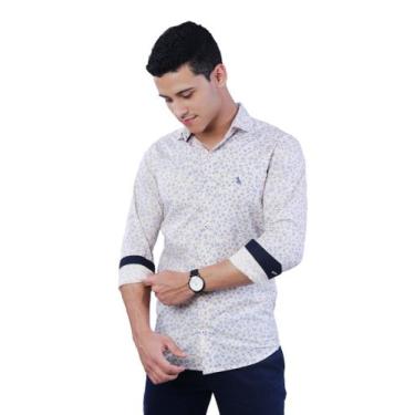 Imagem de Camisa Social Masculina Amil Manga Longa Estampada Slim Sem Bolso 100%