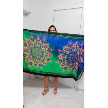 Imagem de Canga Indiana Estampada Moda Praia - cod 10 - Aleci Fashion, Verde