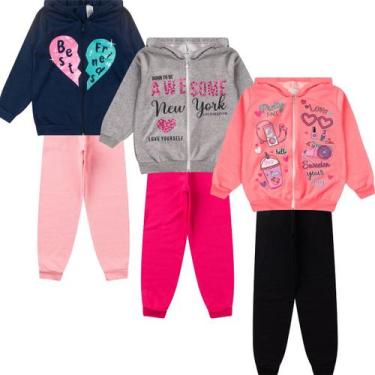Imagem de Kit 6 peças Moletom Com Zíper Capuz Infantil Juvenil Menina - Aymee, C
