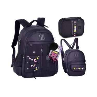 Imagem de Kit Mochila Lancheira e Estojo Rebecca Bonbon Beaded Fun Com Cadarço R