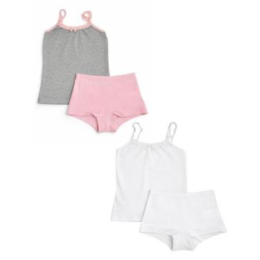 Imagem de Kit 4 peças Camisete e Calcinha Boxer Meninas em Algodão Conforto e Se