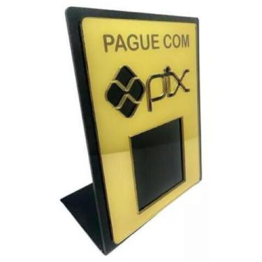Imagem de Placa Pix E Qrcode Em Acrílico Preta e Dourada - PRONTO PRINT