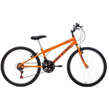 Imagem de Bicicleta Eden Mountain Bike Aro 24 Quadro Aço 18 Marchas V-Brake Laranja Free Action