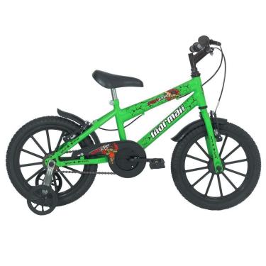 Imagem de Bicicleta Aro 16 Top Lip Mountain Bike Quadro Aço 1 Marcha V-Brake Verde Kawasaki Mormaii