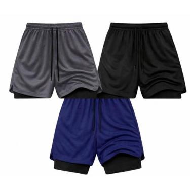 Imagem de 3 Bermuda Shorts Masculino Academia Treino Dry Fit Premium - Bermuda S