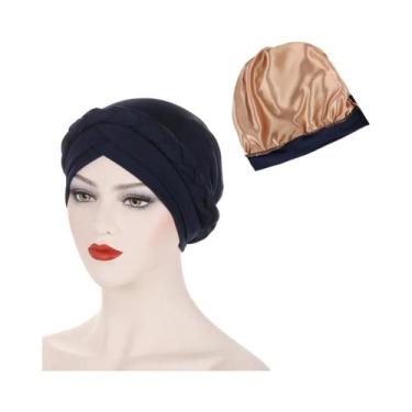 Imagem de Turbante Muçulmano Feminino Forrado Em Cetim, Touca Islâmica Interna P