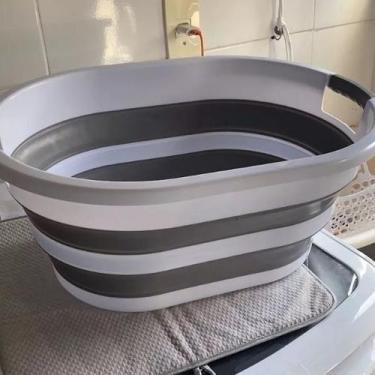 Imagem de Cesto Balde Retrátil de Silicone 26 Litros  Multiuso para Lavanderia, 