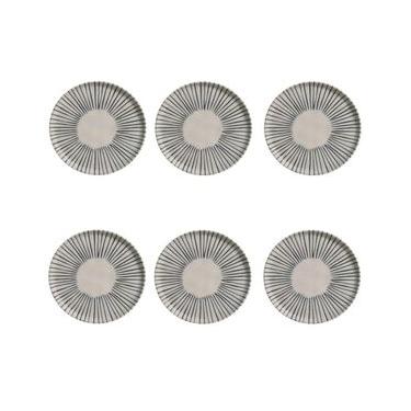 Imagem de Conjunto de Pratos de Sobremesa Bio Elemento 6 Peças Cerâmica Stoneware Cinza Porto Brasil