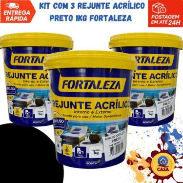 Imagem de Rejunte Acrílico Preto 1Kg - Fortaleza - Kit com 3 unidades