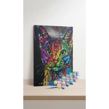 Imagem de Kit Pintura Terapêutica Gato Abstrato 40x50cm - Congratulations Store