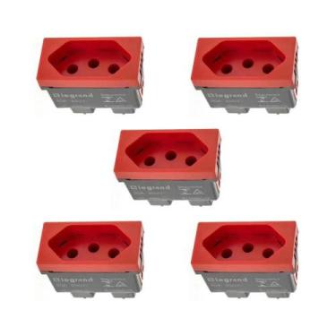 Imagem de Kit 5 Módulo Tomada 20A Vermelho Borne 615079VM+ Pial Plus+ - Legrand