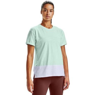 Imagem de Camiseta de Treino Feminina Under Armour Charged Cotton SS, Azul, P