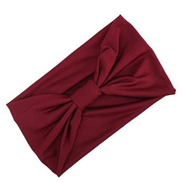 Imagem de Bandanas torcidas, faixas elásticas largas de tecido antiderrapante, acessório de cabelo para meninas, para ioga, corrida, ciclismo (vermelho-escuro)