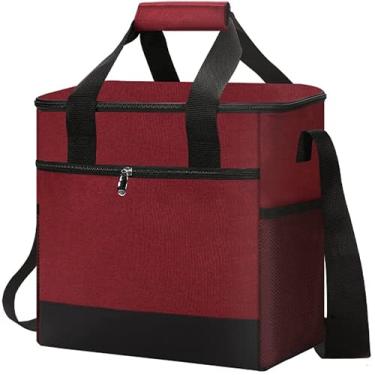 Imagem de KEAIDO Lancheira com isolamento térmico, lancheira portátil, reutilizável, térmica, à prova d'água, para escola, escritório, trabalho com alça de ombro ajustável, bolsa organizadora de piquenique de grande capacidade de 15 litros (vermelha)