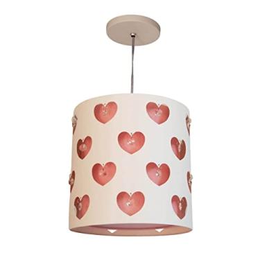 Imagem de Lustre Infantil Pendente Corações Com Cristais Rosa 25x25