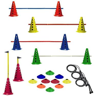 Imagem de 10 Cones Furados 5 Barreiras + 10 Pratos + 03 Corda De Pular