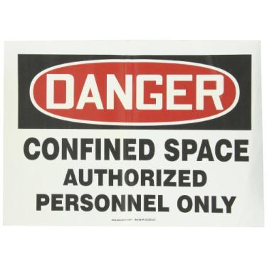 Imagem de ACCUFORM Placa adesiva de segurança de vinil SIGNS MCSP141VS, Legend "Danger CONFINED Space Authorized Personnel ONLY", 25 cm de comprimento x 35 cm de largura x 0,004 cm de espessura, vermelho/preto