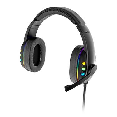Imagem de Fones de ouvido para jogos com fio AK47 3,5 mm sobre a orelha fone de ouvido para jogos luminosos com luz de respiração LED fone de ouvido com microfone de controle de volume preto