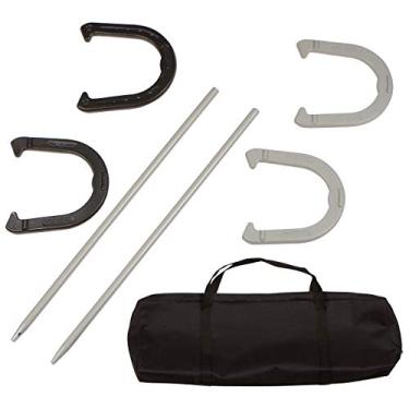 Imagem de Conjunto de ferradura de aço carbono reforçado premium da Trademark Innovations com bolsa de transporte, Black/Gray