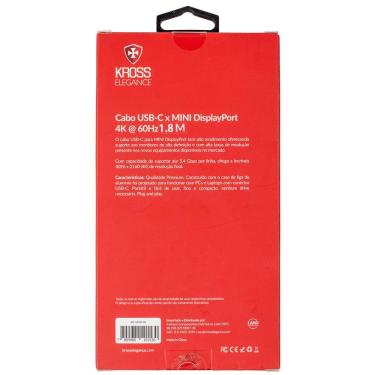 Imagem de Cabo Conversor Kross USB-C para Mini DisplayPort KE-UC0118