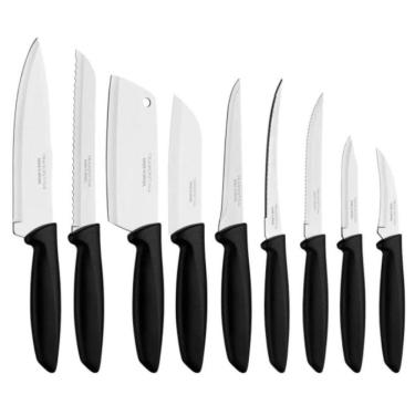 Imagem de Jogo de Facas Tramontina Plenus Aço Inox Preto 9 Peças