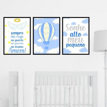 Imagem de Kit 3 Quadros Decorativos Sonhe Alto - Anjo da Guarda