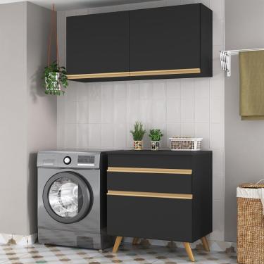 Imagem de Conjunto Lavanderia Multiuso Armário e Balcão Multimóveis MP5015 Preto