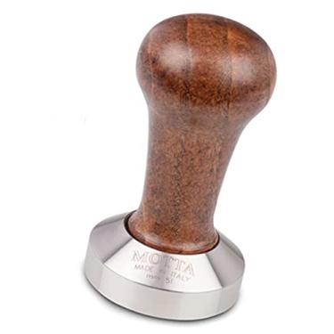 Imagem de Metallurgica Motta 51 mm Café/Espresso Brown Tamper com base plana de aço inoxidável
