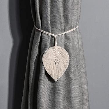 Imagem de Cortinas de tecido de folha em forma de renda para sala de estar bloco janela decoração de quarto de casa, bege