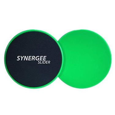 Imagem de Synergee Sliders elétricos de núcleo verde limão. Uso dupla face em carpete ou pisos de madeira. Equipamento de exercício abdominal