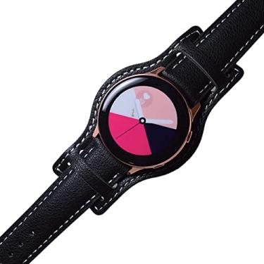 Imagem de Pulseira 20mm Bracelete de Couro compativel com Samsung Galaxy Watch 3 41mm, Galaxy Watch Active 40mm, Galaxy Watch Active 2 44mm, Galaxy Watch 42mm - Marca LTIMPORTS (Preto)
