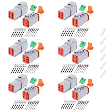 Imagem de Deutsch DT Grey 6 conectores de pinos 6 conjuntos, conector de fio elétrico à prova d'água com contatos sólidos e plugue de vedação para caminhões, veículos off-road, construção, agricultura, fuzileiros navais, motocicletas