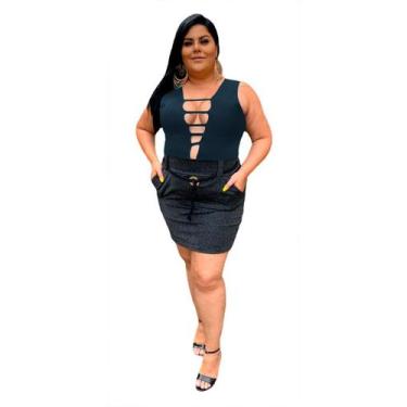 Imagem de Blusa Body Plus Size Feminino Decote Profundo Tiras Bojo - Plus Mesmo