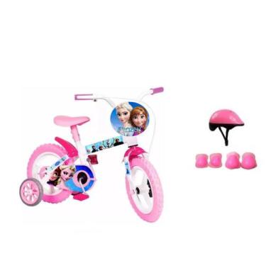Imagem de Bicicleta Criança Rodinha Frozen Aro 12 Capacete E Proteção - Bk Kids