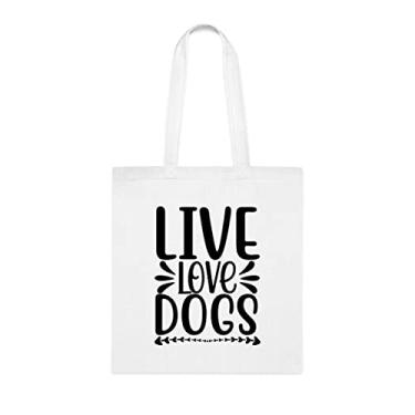 Imagem de Bolsa para cães, bolsa Live Love Dogs, presente para cães, aniversário de cães bolsa reutilizável para cães, Branco