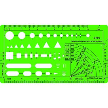 Imagem de Gabarito Desetec para Rede de Distribuição Urbana, E-RDU, Trident, Verde 13 x 7 cm