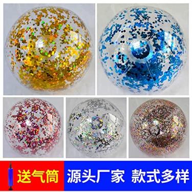 Imagem de HUIOP Bola de brinquedo de piscina inflável transparente de 40 cm/16 polegadas com lindas lantejoulas de confete para festa de verão parque aquático