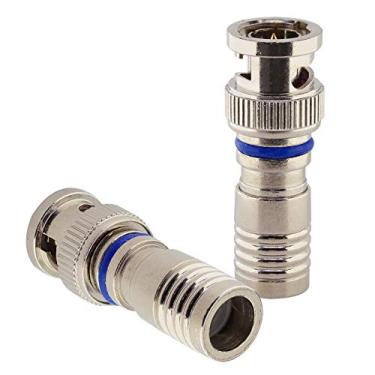 Imagem de Kaunosta Conector coaxial de compressão macho BNC - conector de cabo coaxial RG6 RG59 para câmera de segurança 2 peças