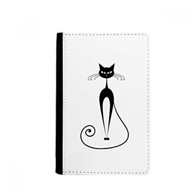 Imagem de Carteira elegante preta amante de gato animal arte contorno porta-passaporte notecase burse capa porta-cartão, Multicolor
