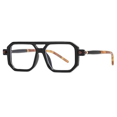 Imagem de Óculos de sol vintage duplo com gradiente para homens, lentes transparentes, rebite, óculos de sol femininos, preto transparente, tamanho único
