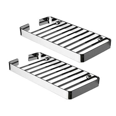 Imagem de KIZQYN Prateleira de banheiro prateleira de chuveiro de parede de banheiro prateleiras de chuveiro de aço inoxidável montado na parede organizador de chuveiro de banheiro à prova de ferrugem, pacote com 2 prateleiras de parede de banheiro (cor: prata)