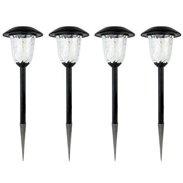 Imagem de Best Solar Light SOLARPATHF2-2 10X Brilho 3000K para ambientes externos, luz de metal à prova de intempéries para caminho, estilo filamento (4 unidades), 4 unidades, preto, 4 peças