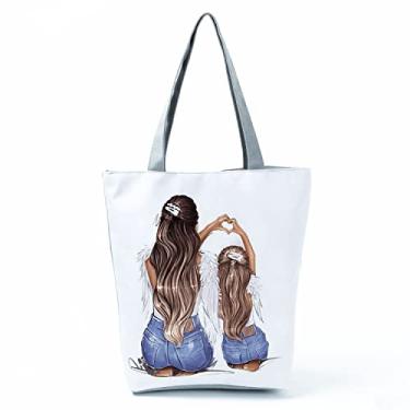 Imagem de Bolsas femininas afro douradas impressas bolsa de ombro moda bonita bolsa de compras ecológica portátil bolsa de praia de alta capacidade, Hl3043