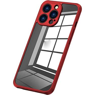 Imagem de HOUCY Capa compatível com iPhone 13 Pro com 1 pacote de protetor de tela de vidro temperado, capa de capa de telefone antiarranhões de TPU macio fino à prova de choque (cor: vermelho, tamanho: para iphone13Pro max)