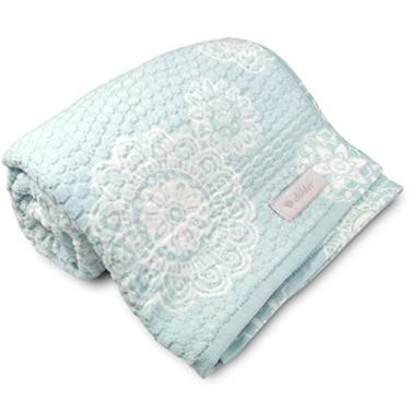 Imagem de Toalha de Rosto Aveludada Dohler Pérola Macia 100% Algodão Jacquard Fio Penteado Lisa Flores Mandala - 50 x 80 cm (Mandala Azul Celine B)
